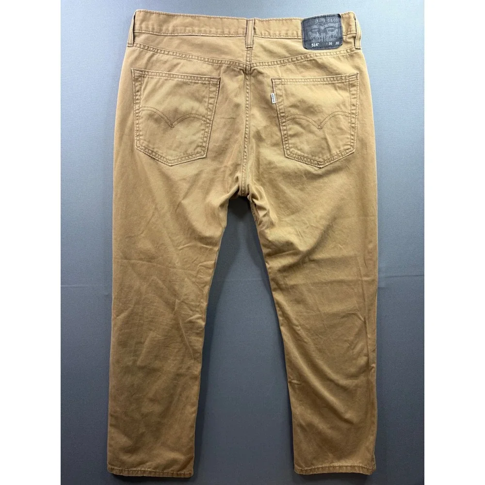Levi's 514 Straight Fit Pants Mens Tan Khaki‎ WaterLess 34x29
